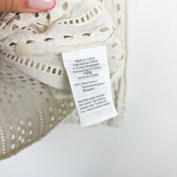 Madewell Ivory Eyelet Lace Mockneck Blouse Sz M - Picture 10 of 10